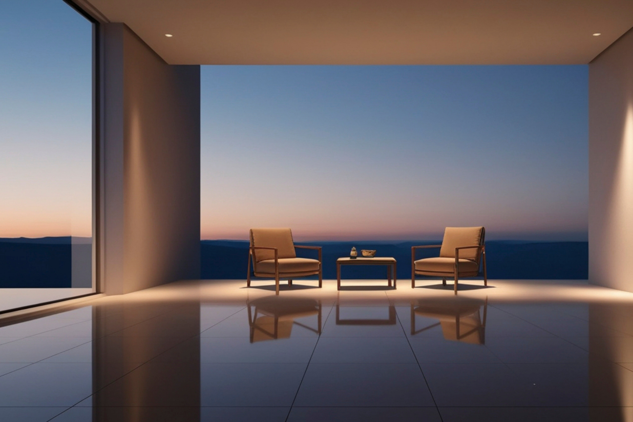 Two chairs overlooking the sea at dusk — a belief about how we live, Marbella