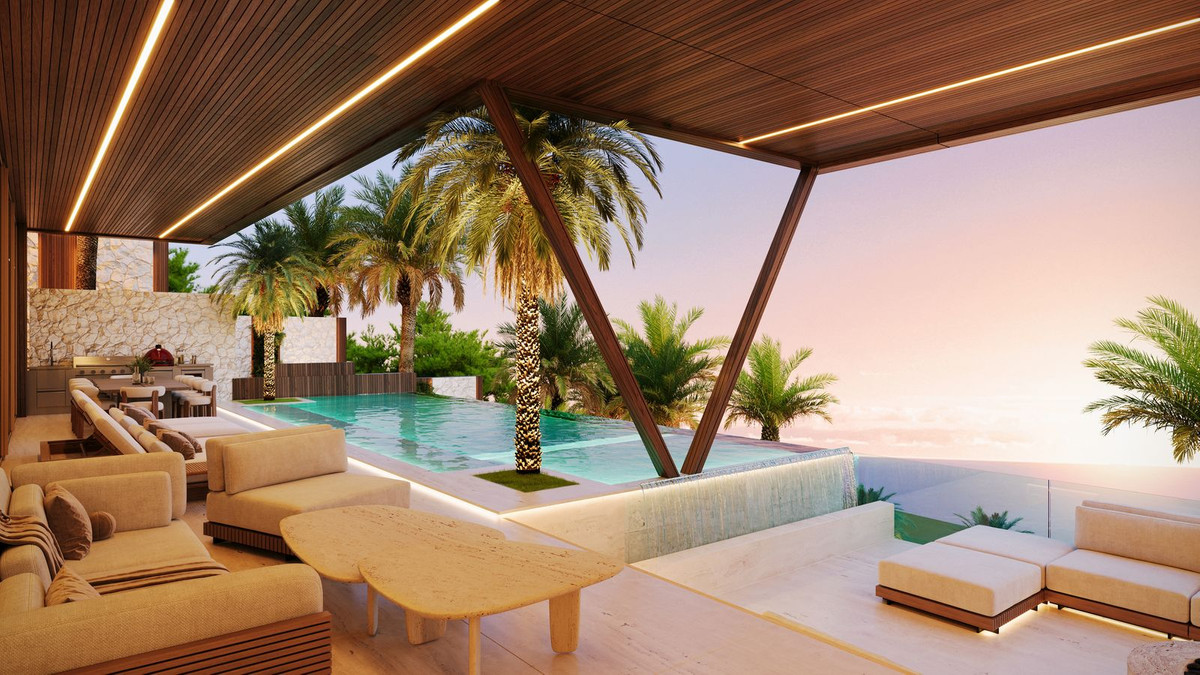 Covered villa terrace with sea view — living in Marbella