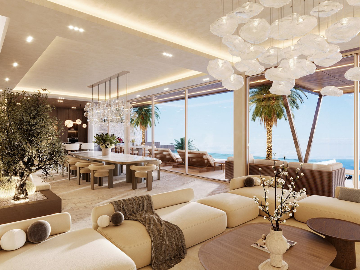 Luxury villa living room with panoramic sea views — Marbella real estate