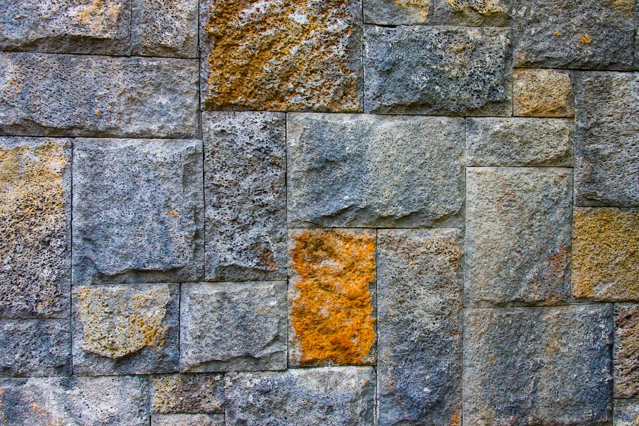 Local stone wall texture — vernacular construction material for bioclimatic homes