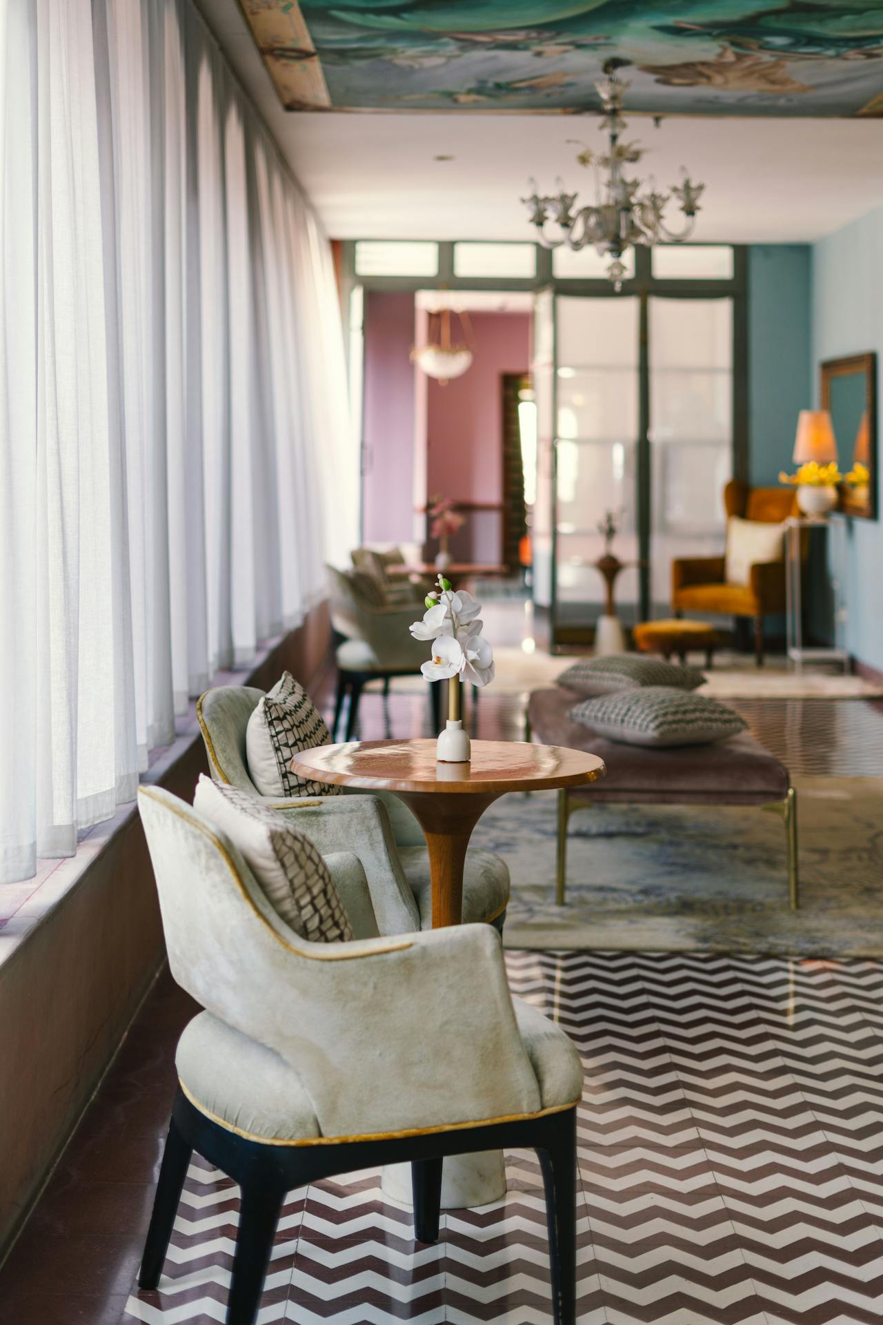 Luxury restaurant interior with rich layered textures — eclectic Barcelona design